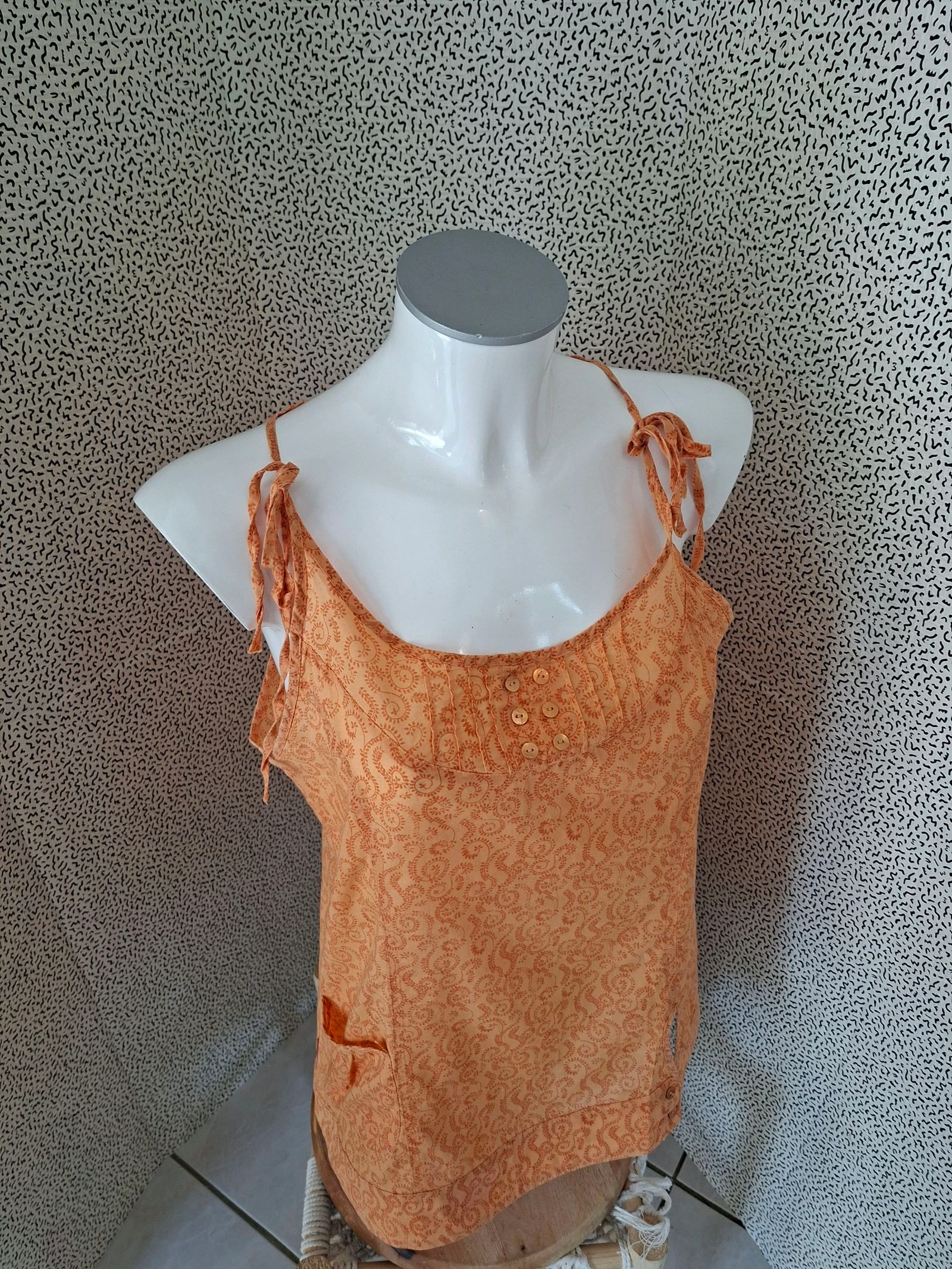 Tank top MISS Captain T38 naranja con estampado bohemio para atar – photo 2